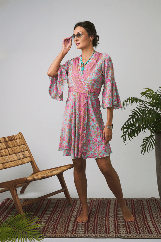 Maxi Kimono Short Marisol Aqua