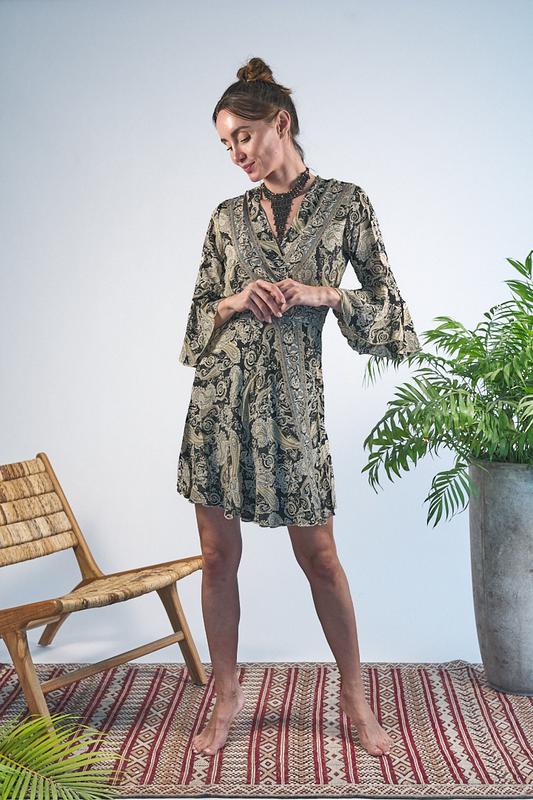 Maxi Kimono Short Black Diamond