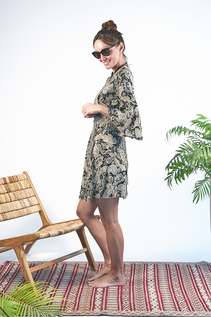 Maxi Kimono Short Black Diamond