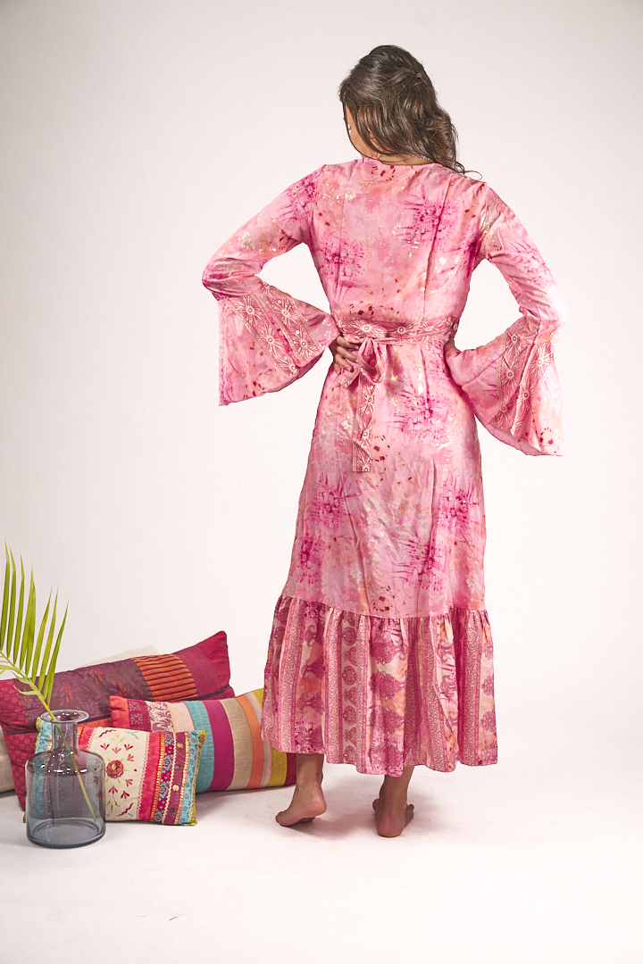 Maxi Kimono Tie Dye Pink
