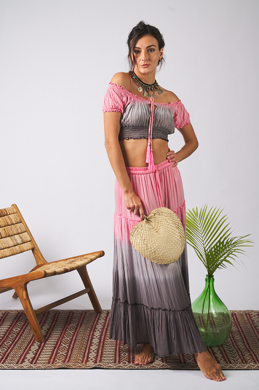 Top Tie Dye Grey and Pink