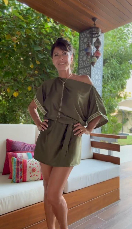 Moon Short Dress Olive Green