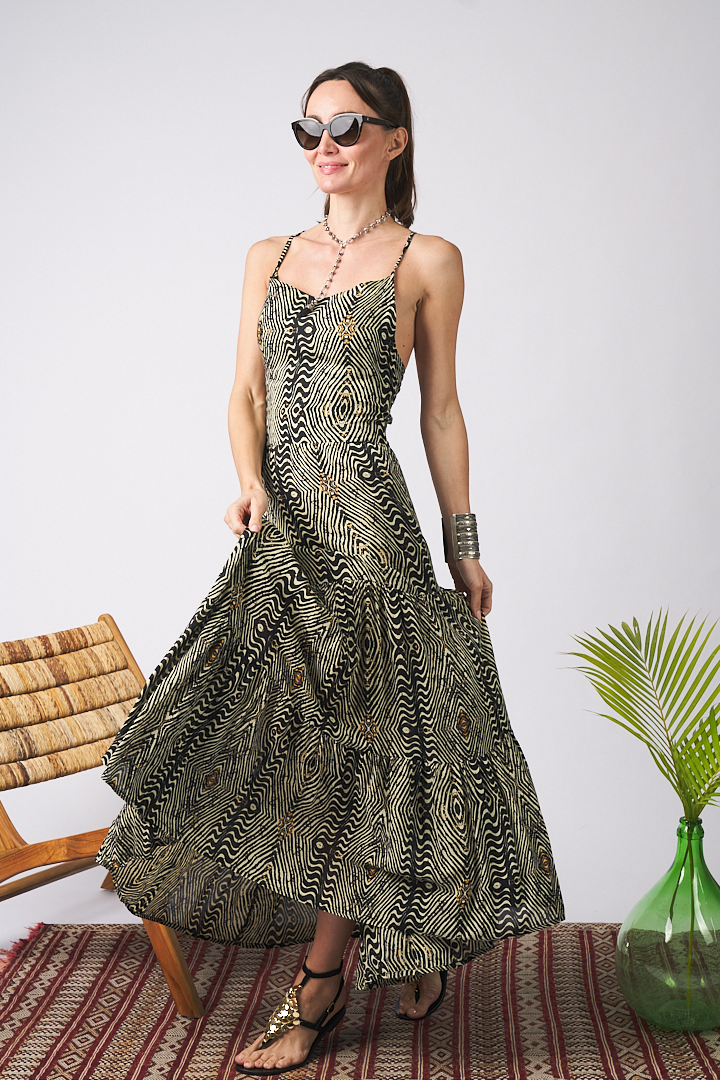 Long Dress Braces Zebra Black