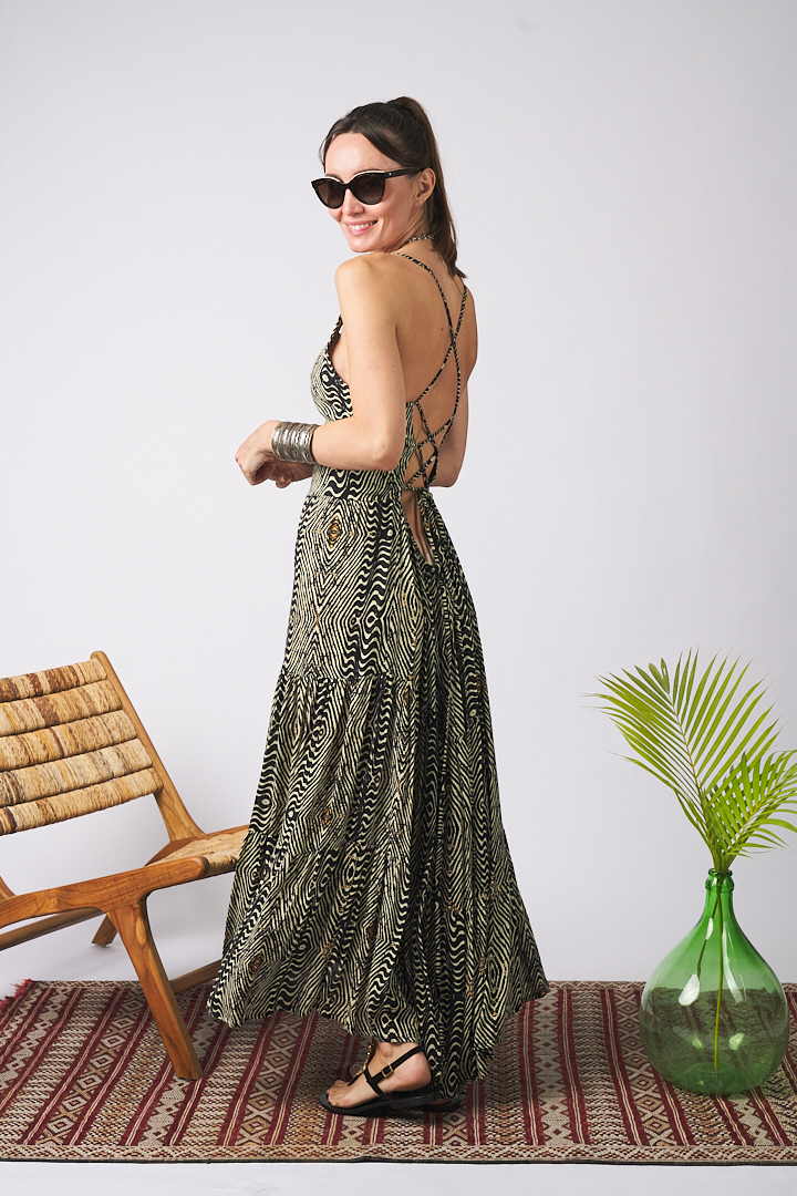 Long Dress Braces Zebra Black