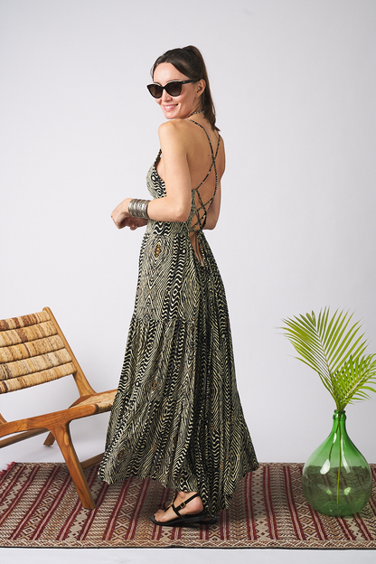 Long Dress Braces Zebra Black