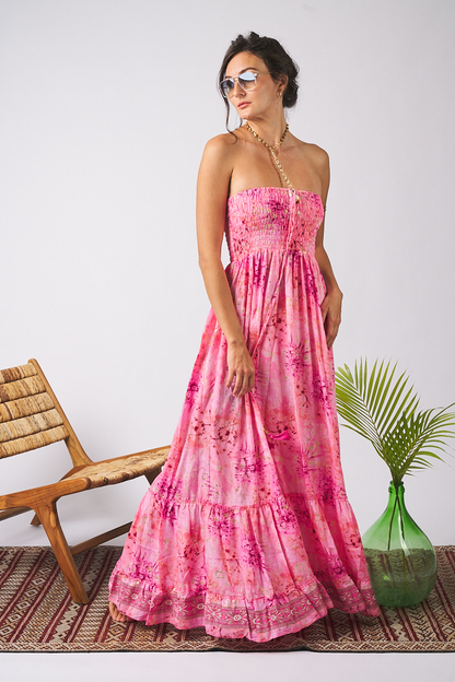 Long Dress Lace Tie Dye Pink Tu