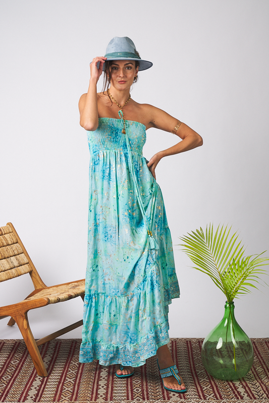 Long Dress Lace Turquoise Tu