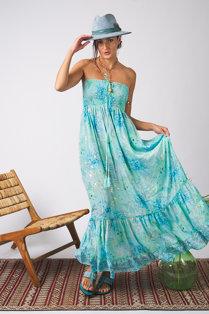 Long Dress Lace Turquoise Tu