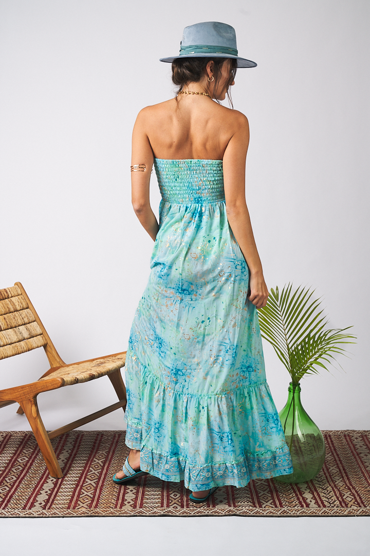 Long Dress Lace Turquoise Tu