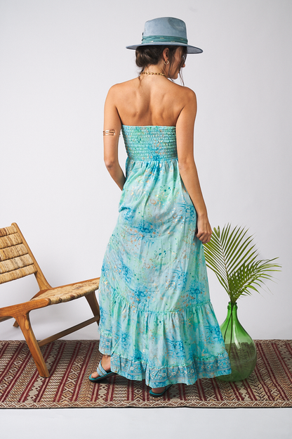 Long Dress Lace Turquoise Tu