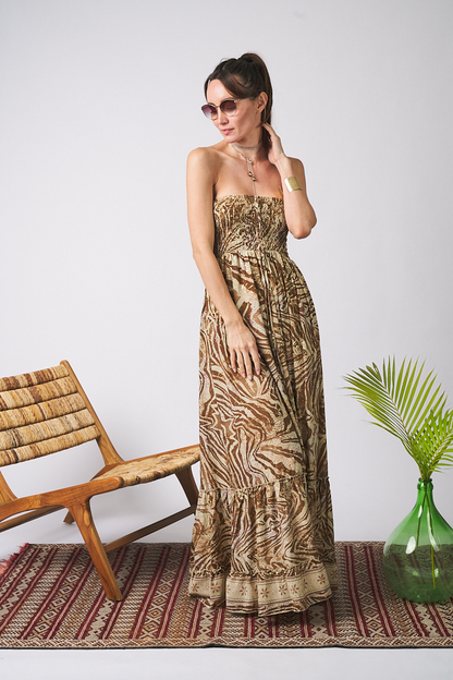 Long Dress Lace Zebra Brown Tu