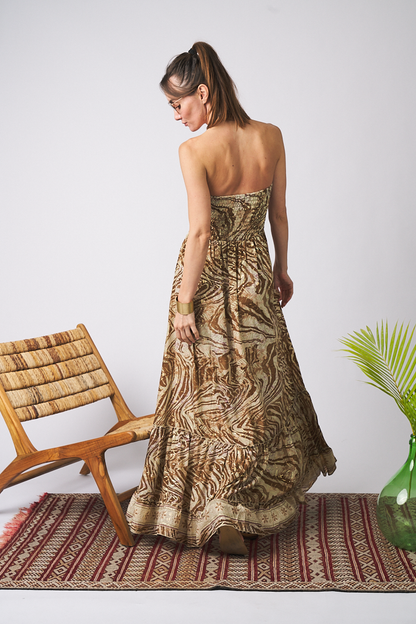 Long Dress Lace Zebra Brown Tu