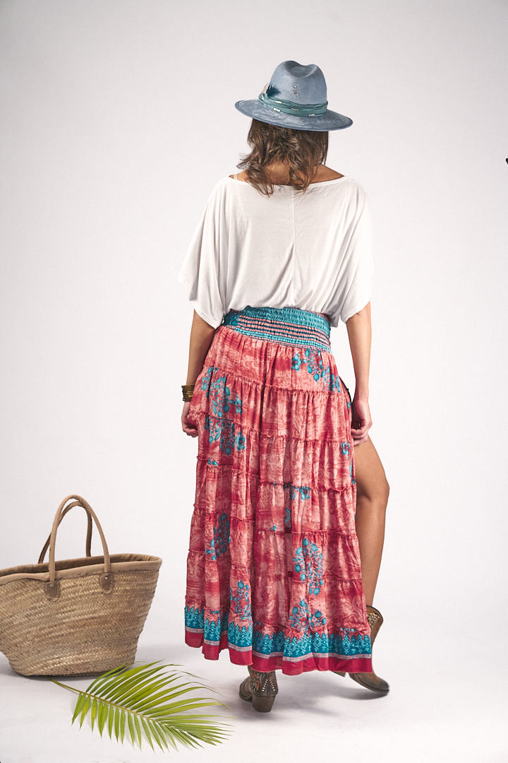 Maxi Skirt Asymmetrical Queen Coral