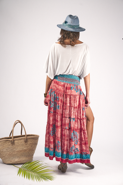Maxi Skirt Asymmetrical Queen Coral