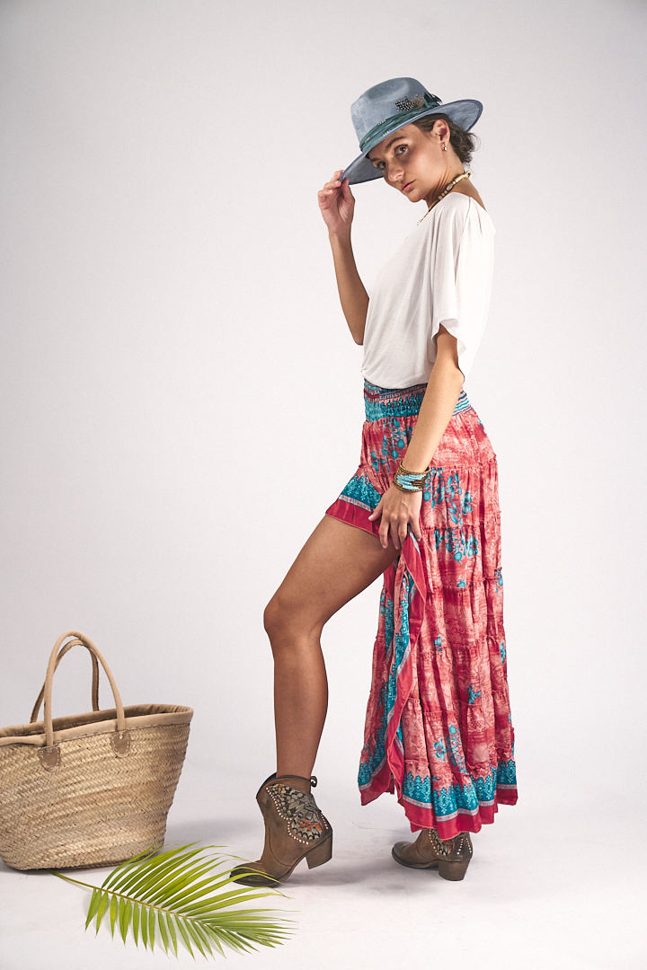Maxi Skirt Asymmetrical Queen Coral
