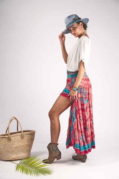 Maxi Skirt Asymmetrical Queen Coral