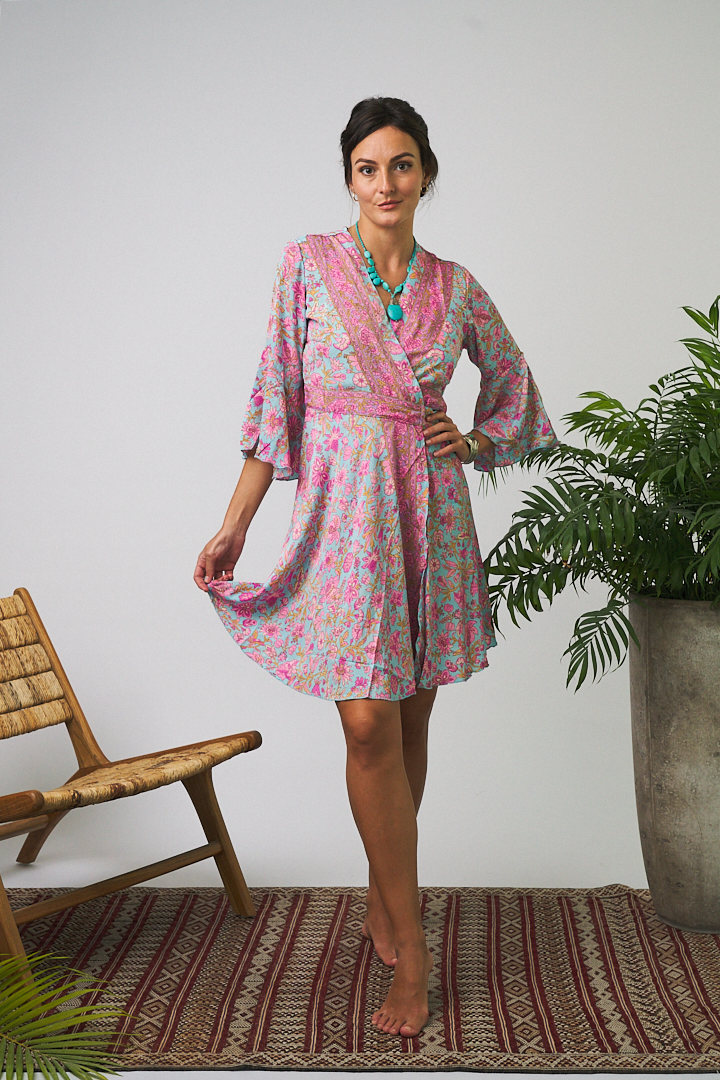 Maxi Kimono Short Marisol Aqua