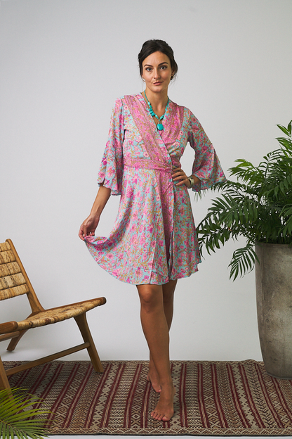 Maxi Kimono Short Marisol Aqua
