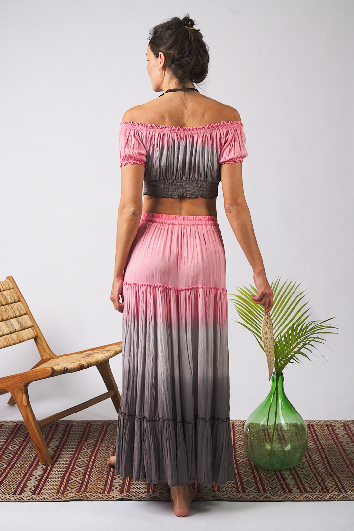 Top Tie Dye Grey and Pink