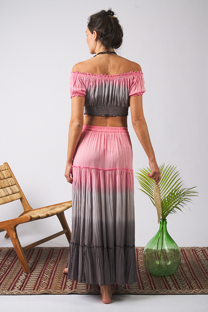 Top Tie Dye Grey and Pink