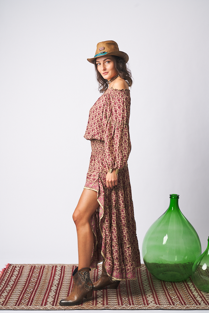 Maxi Shirt  Asimetric Rustic Purple